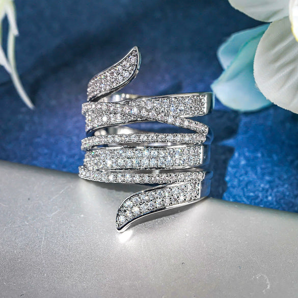 Wholesale Copper Geometric Style Ring With Zirconia Design