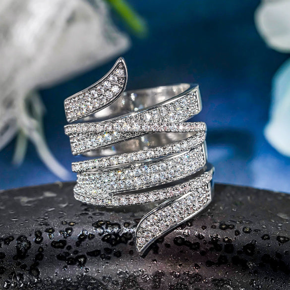 Wholesale Copper Geometric Style Ring With Zirconia Design