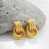 Wholesale Copper Geometric Style Twisted Cross Double Ring Earrings With Electroplating