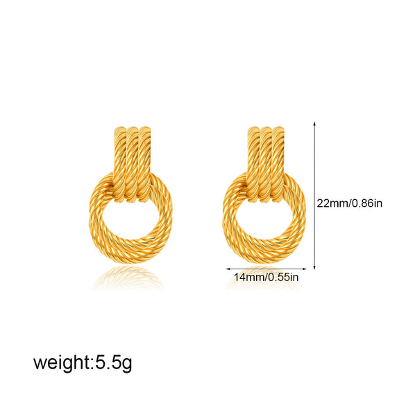 Wholesale Copper Geometric Style Twisted Cross Double Ring Earrings With Electroplating