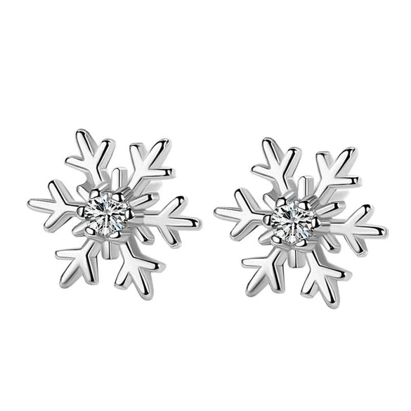 Wholesale Copper Geometric Sweet Style Snowflake Earrings Inlaid With Zirconia For Women