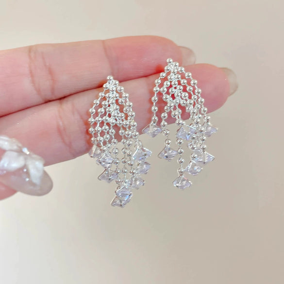 Wholesale Copper Geometric Tassel Earrings Electroplated Little Fresh Style For Women