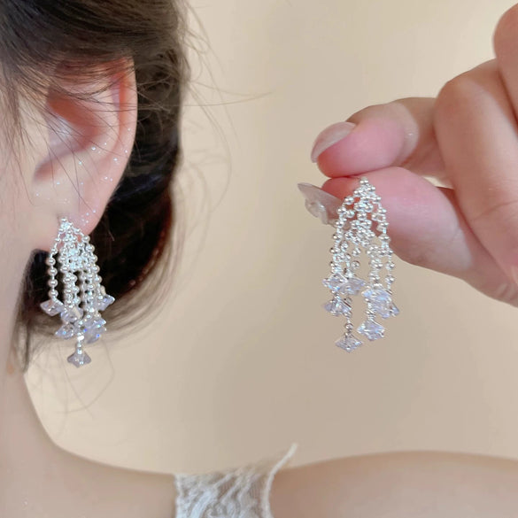 Wholesale Copper Geometric Tassel Earrings Electroplated Little Fresh Style For Women