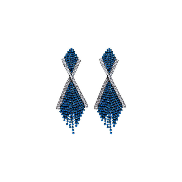 Wholesale Copper Geometric Tassel Earrings With Diamond Embedded And Electroplating Treatment For Women