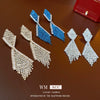 Wholesale Copper Geometric Tassel Earrings With Diamond Embedded And Electroplating Treatment For Women