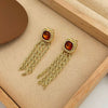 Wholesale Copper Geometric Tassel Long Earrings For Women With Retro Exaggerated Style And Electroplating Treatment