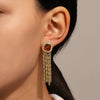 Wholesale Copper Geometric Tassel Long Earrings For Women With Retro Exaggerated Style And Electroplating Treatment