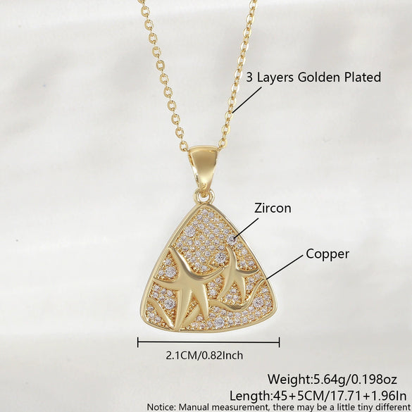 Wholesale Copper Geometric Triangle And Starfish Fashion Simple Clavicle Necklace With Electroplating