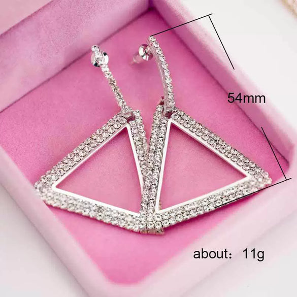 Wholesale Copper Geometric Triangle Drop Shape Diamond Earrings For Women
