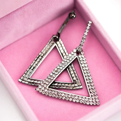 Wholesale Copper Geometric Triangle Drop Shape Diamond Earrings For Women