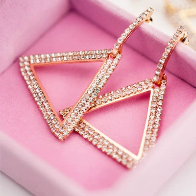 Wholesale Copper Geometric Triangle Drop Shape Diamond Earrings For Women