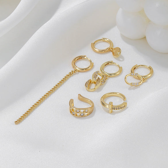 Wholesale Copper Geometric Ushape Inlaid Zircon Women's Earring