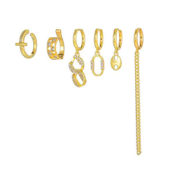 Wholesale Copper Geometric Ushape Inlaid Zircon Women's Earring