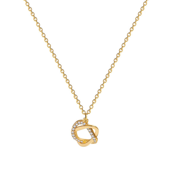 Wholesale Copper Geometric Winding Diamond Pendant Electroplated Titanium Steel Women's Clavicle Chain Necklace