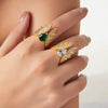 Wholesale Copper Geometric Wings Inlaid Zircon Ring Electroplated Design Unisex Finger Ring Accessories