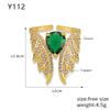 Wholesale Copper Geometric Wings Inlaid Zircon Ring Electroplated Design Unisex Finger Ring Accessories