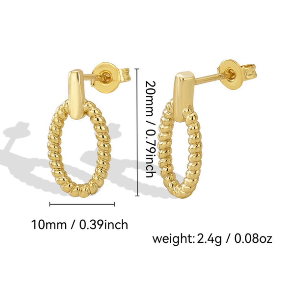 Wholesale Copper Geometric Woven Twist Oval Retro Niche Fashion Earrings For Women