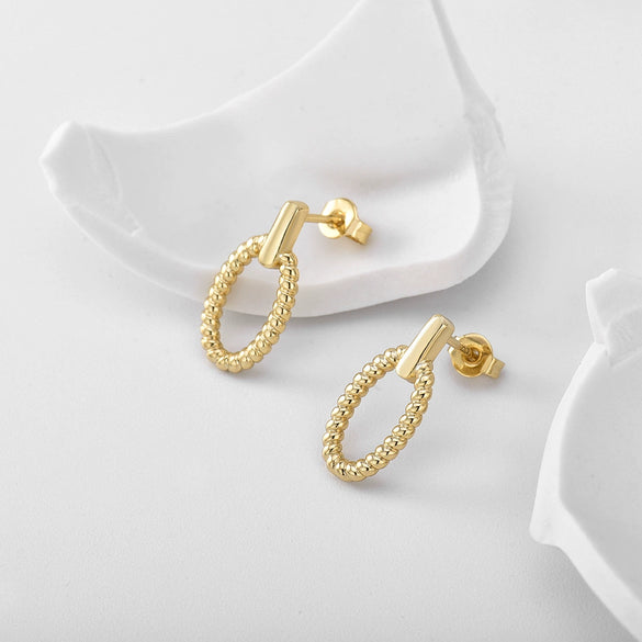 Wholesale Copper Geometric Woven Twist Oval Retro Niche Fashion Earrings For Women