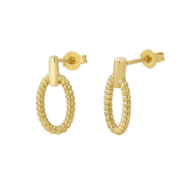 Wholesale Copper Geometric Woven Twist Oval Retro Niche Fashion Earrings For Women