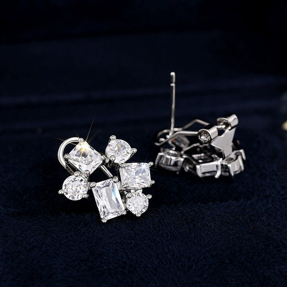 Wholesale Copper Geometric Zircon Earrings For Women Sweet Cool Elegant Style