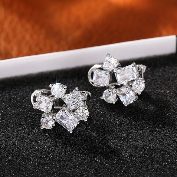 Wholesale Copper Geometric Zircon Earrings For Women Sweet Cool Elegant Style