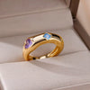 Wholesale Copper Geometric Zircon Ring For Women Niche Design Simple Elegant Light Luxury
