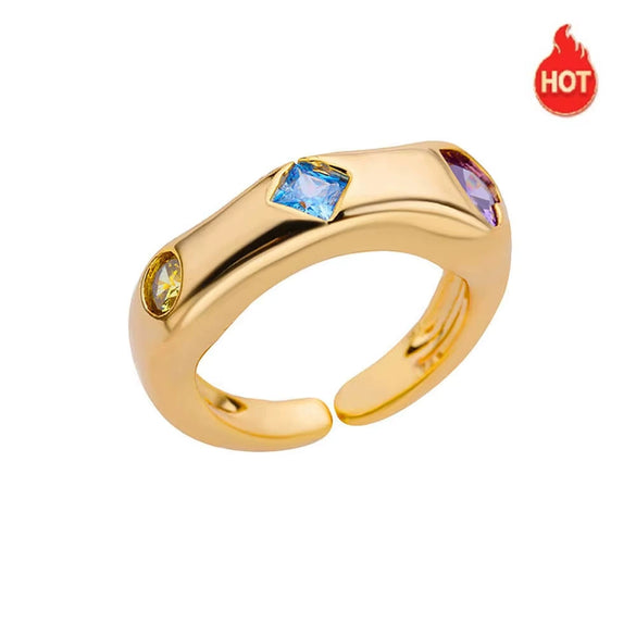 Wholesale Copper Geometric Zircon Ring For Women Niche Design Simple Elegant Light Luxury