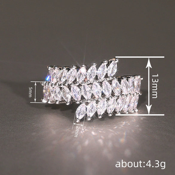Wholesale Copper Geometric Zirconia Inlaid Marquise Ring For Women Niche Stylish Luxury Accessories