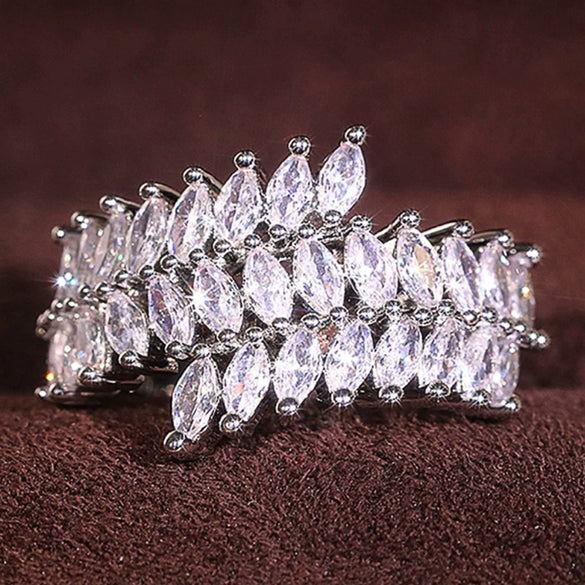 Wholesale Copper Geometric Zirconia Inlaid Marquise Ring For Women Niche Stylish Luxury Accessories