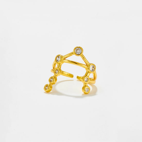 Wholesale Copper Geometry Style Electroplated Opening Adjustable Ring For Women With Micro Inlaid Zircon Small Pendant