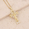 Wholesale Copper Gold Inlaid Zircon Cross Pendant Necklace For Women