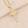 Wholesale Copper Gold Inlaid Zircon Cross Pendant Necklace For Women