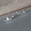 Wholesale Copper Gold Plated Geometric Arc Starshaped Zircon Women's Earrings