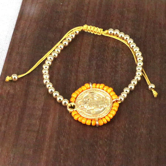 Wholesale Copper Gold Plated Geometric Beaded Women's Bracelet