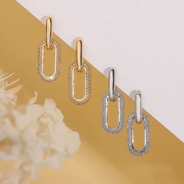 Wholesale Copper Gold Plated Geometric Earrings For Women With Simple Design And High End Sense