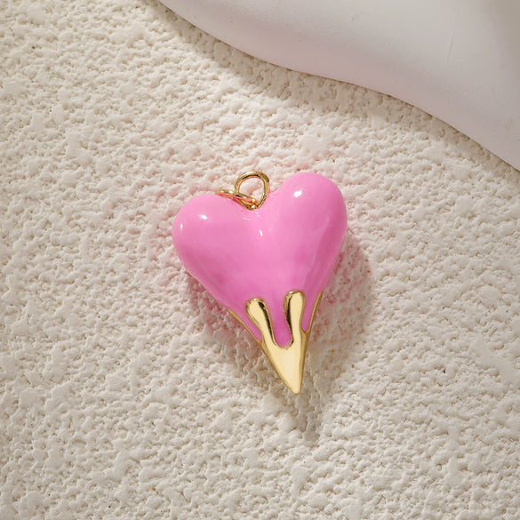 Wholesale Copper Gold Plated Heart Shape Inlaid Zircon Necklace Pendant And Earrings Accessories With Electroplating Treatment