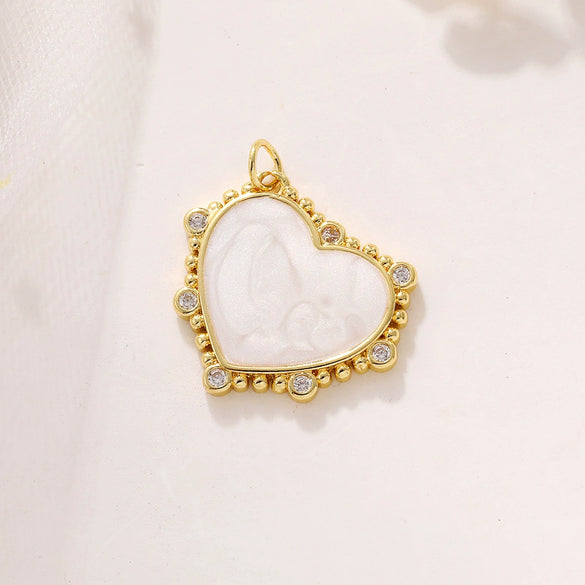 Wholesale Copper Gold Plated Heart Shape Inlaid Zircon Necklace Pendant And Earrings Accessories With Electroplating Treatment