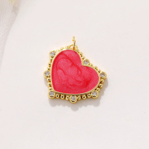 Wholesale Copper Gold Plated Heart Shape Inlaid Zircon Necklace Pendant And Earrings Accessories With Electroplating Treatment
