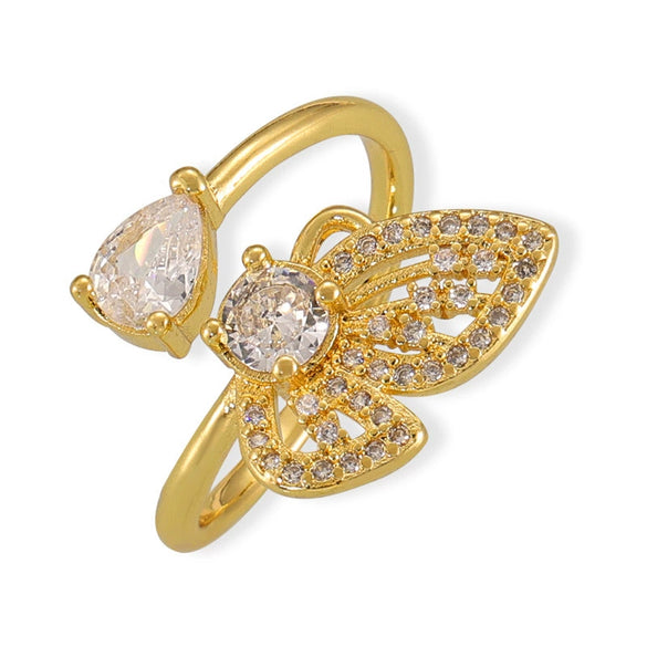 Wholesale Copper Gold Plated Ring With Geometric And Butterfly Design For Women
