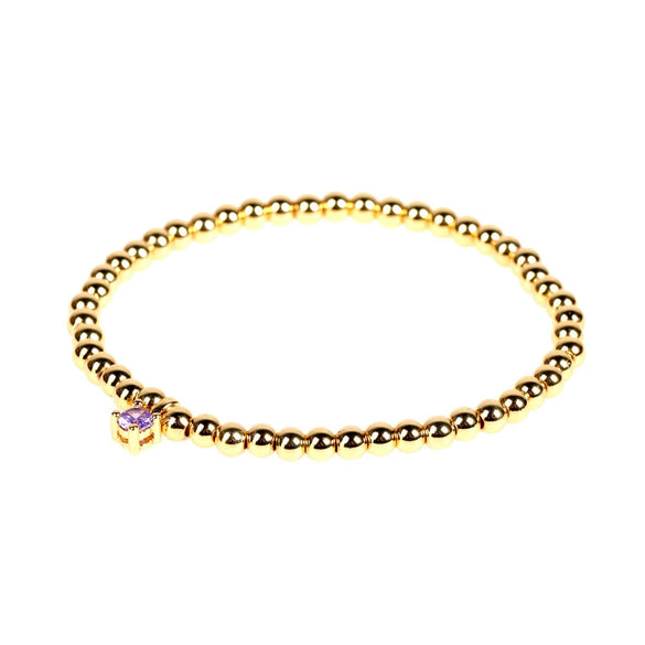Wholesale Copper Gold Plated Round Beads Elastic Rope Beaded Woven Zircon Braid Bracelet For Men And Women