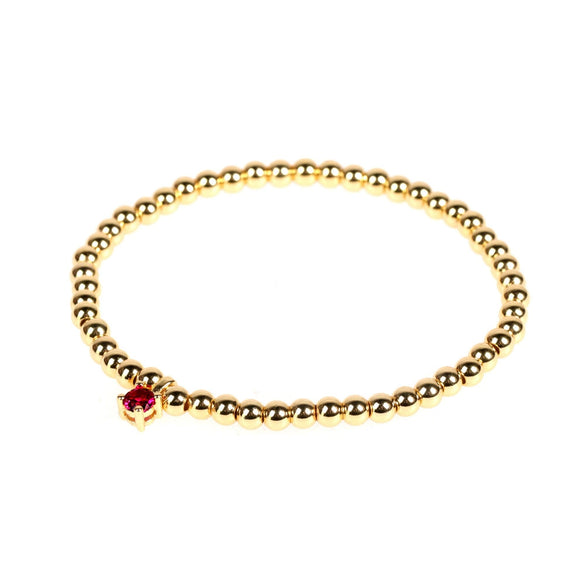 Wholesale Copper Gold Plated Round Beads Elastic Rope Beaded Woven Zircon Braid Bracelet For Men And Women