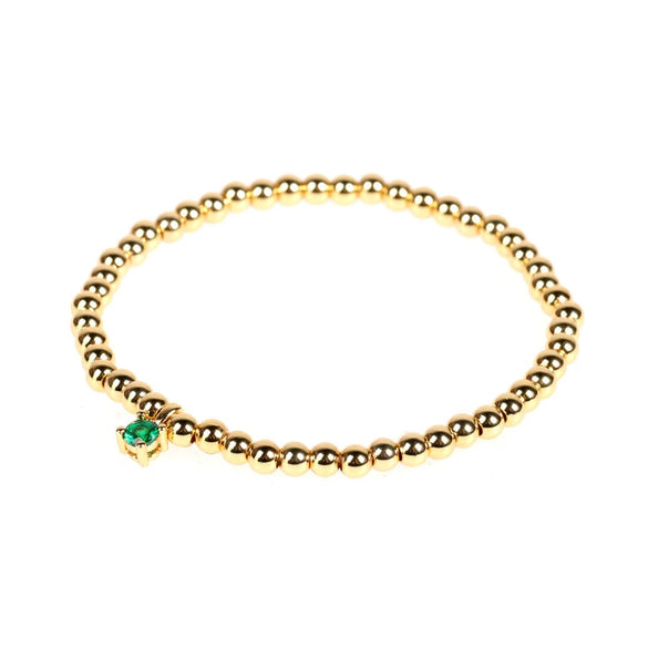 Wholesale Copper Gold Plated Round Beads Elastic Rope Beaded Woven Zircon Braid Bracelet For Men And Women