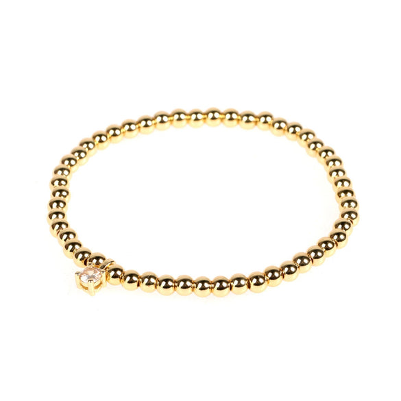 Wholesale Copper Gold Plated Round Beads Elastic Rope Beaded Woven Zircon Braid Bracelet For Men And Women