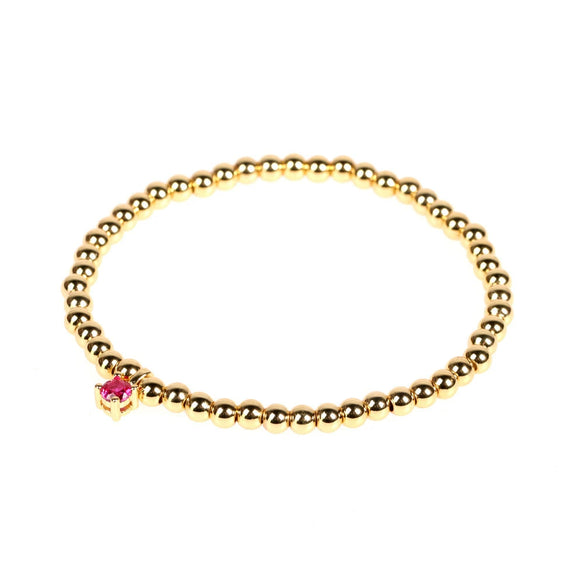 Wholesale Copper Gold Plated Round Beads Elastic Rope Beaded Woven Zircon Braid Bracelet For Men And Women