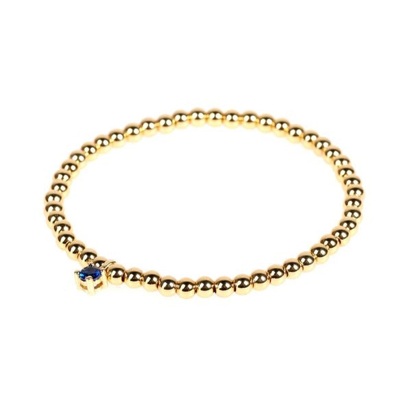 Wholesale Copper Gold Plated Round Beads Elastic Rope Beaded Woven Zircon Braid Bracelet For Men And Women