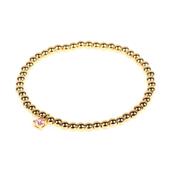 Wholesale Copper Gold Plated Round Beads Elastic Rope Beaded Woven Zircon Braid Bracelet For Men And Women