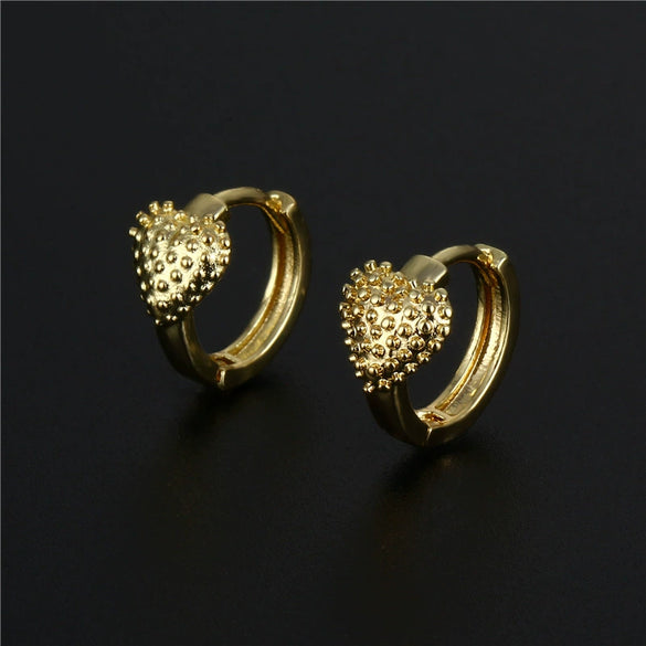 Wholesale Copper Gold Plated Smooth Peach Heart Earrings For Women