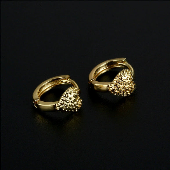 Wholesale Copper Gold Plated Smooth Peach Heart Earrings For Women