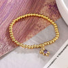 Wholesale Copper Gold Plated Zircon Bear Pendant Copper Bead Bracelet For Women With Geometric Design And Micro Inlay