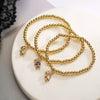 Wholesale Copper Gold Plated Zircon Bear Pendant Copper Bead Bracelet For Women With Geometric Design And Micro Inlay